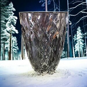 Cristal‎ D'Arques Crystal Vase Diamond Pattern Luminarc France ICY Elegant MCM.